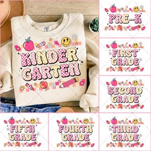 Retro Back to School Bundle, Kindergarten, First Day Of School, School Png, Retro PNG, First/Second/Third Grade Design, School Bundle Png
