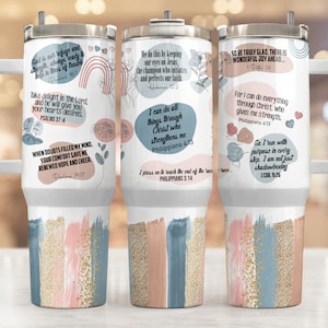 Christian Affirmations 40oz Tumbler Wrap - PNG Tumbler Design Sublimation Designs Downloads - Seamless Sublimation Tumbler with Handle Wrap
