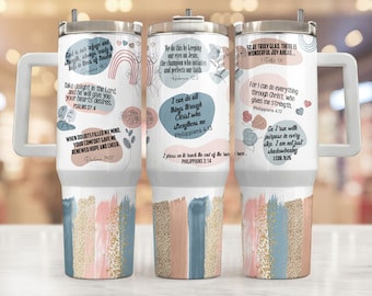 Christian Affirmations 40oz Tumbler Wrap - PNG Tumbler Design Sublimation Designs Downloads - Seamless Sublimation Tumbler with Handle Wrap