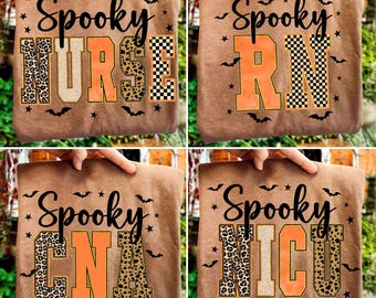 Retro Halloween Nurse Bundle Png, Nurse Halloween Leopard Checkered Fall, NICU, CNA, RN Nurse png, Spooky Nurse png, Nurse Fall Sublimation