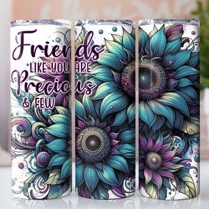 Friendship Tumbler Design Sublimation 20 Oz Tumbler Wrap for Straight/Tapered Tumbler PNG File Digital, Sunflower Tumbler template