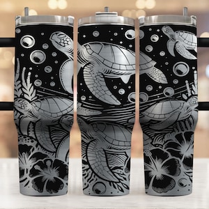 Turtle Tumbler Wrap Laser Svg, 40oz Laser Engraved Sea Baby Turtle Tumbler, Summer 40 oz Tumbler Laser File Svg Design, Laser Engraving Svg