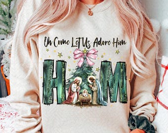 Oh Come Let Us Adore Him Png, Nativity Scene Christmas Tree Png, Coquette Jesus Christmas Png, Baby Jesus Png, Oh Holy Night Png, Hand Drawn