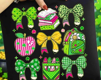St Patricks Day png, Coquette Patrick's Day Teacher Png, Lucky Teacher png, Trendy Patrick's Day Teacher, Teacher Png, digital download
