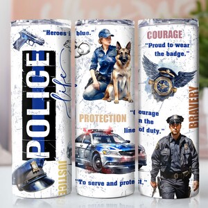 Police life 20oz Skinny Tumbler Sublimation Designs Police tumbler png Police life PNG Seamless Design Police Png File Digital Download