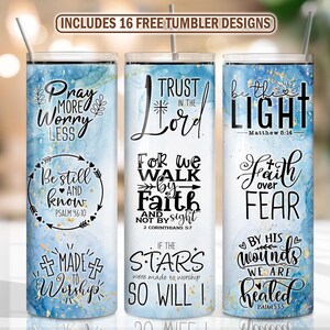 Bible Verse 20oz Skinny Tumbler Sublimation - Christian Quotes PNG - Straight/Tapered Designs PNG - Full Wrap Tumbler - Instant Download