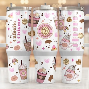Cafecito 40oz Tumbler Wrap, Concha 40 oz Tumbler Png, 40oz Tumbler Sublimation Designs, Cafecito y chisme 40oz Tumbler, Quencher tumbler