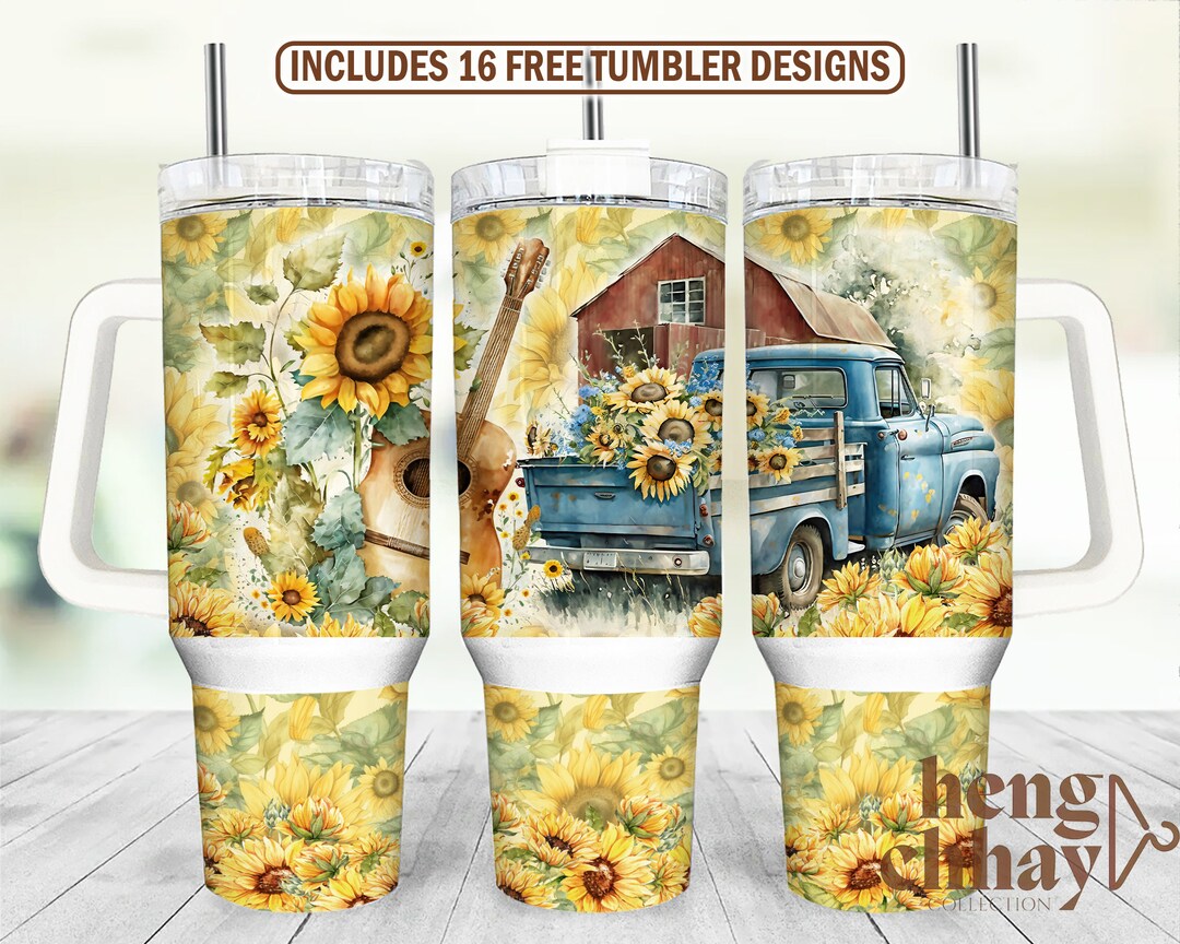 Country Music 40oz Quencher Tumbler Wrap - Seamless PNG Tumbler Design ...