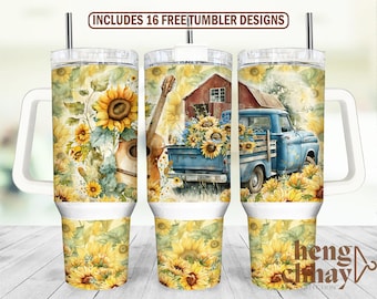 Country Music 40oz Quencher Tumbler Wrap - Seamless PNG Tumbler Design ...