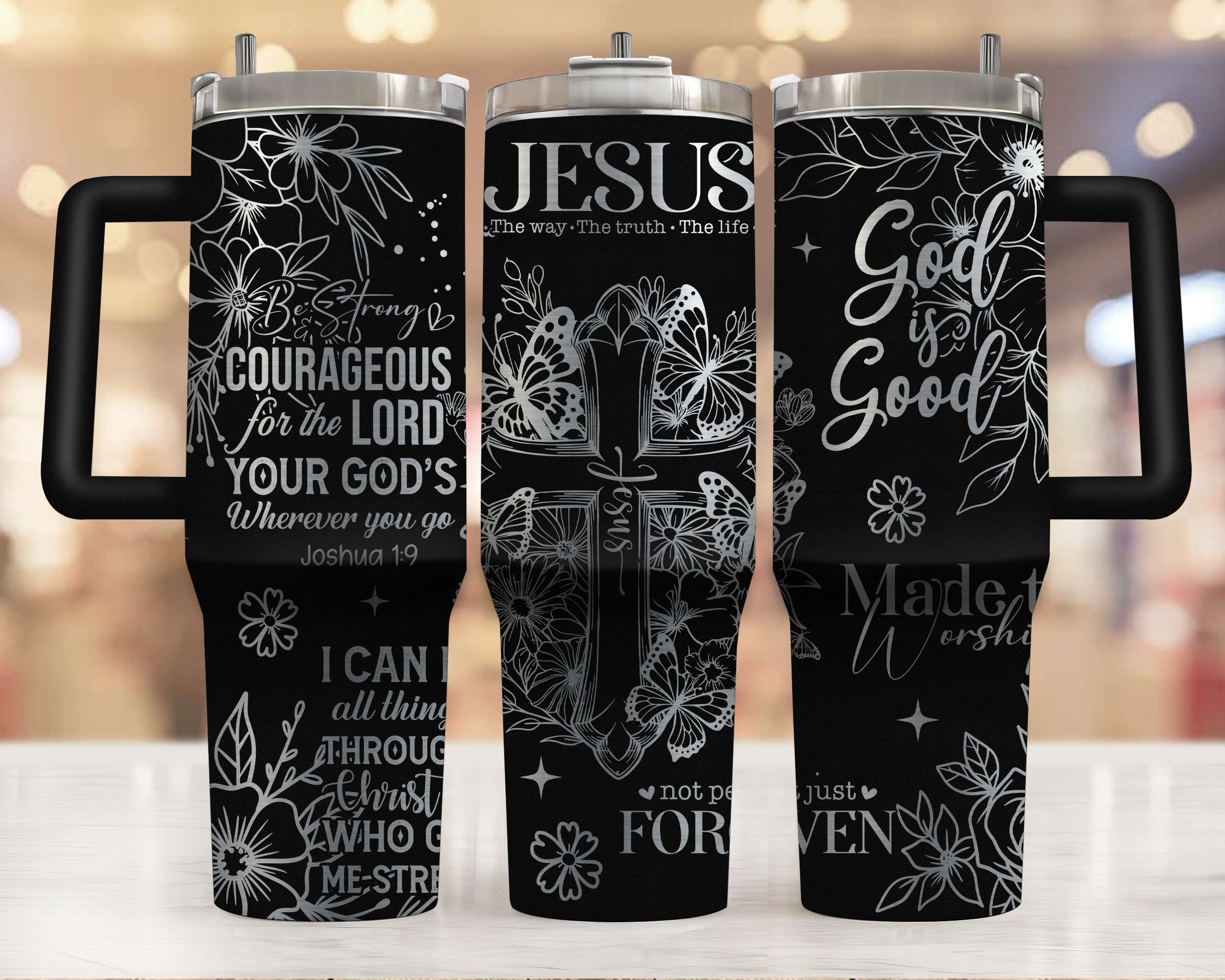 Christian Faith Jesus Laser Engraved Full Wrap Design for 40oz