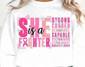 Breast Cancer She Is A Fighter Png Design, Breast Cancer Bible Verse Png, Breast Cancer Png, Cancer Awareness Sublimation Digital Download