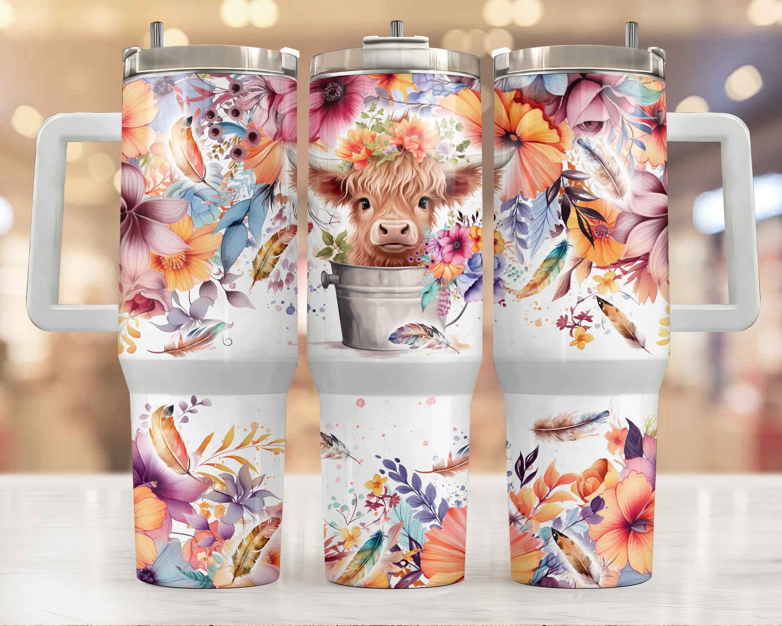 Bundle PNG 40 Oz Highland Cow Tumbler Wrap, 40oz Tumbler PNG Highland ...