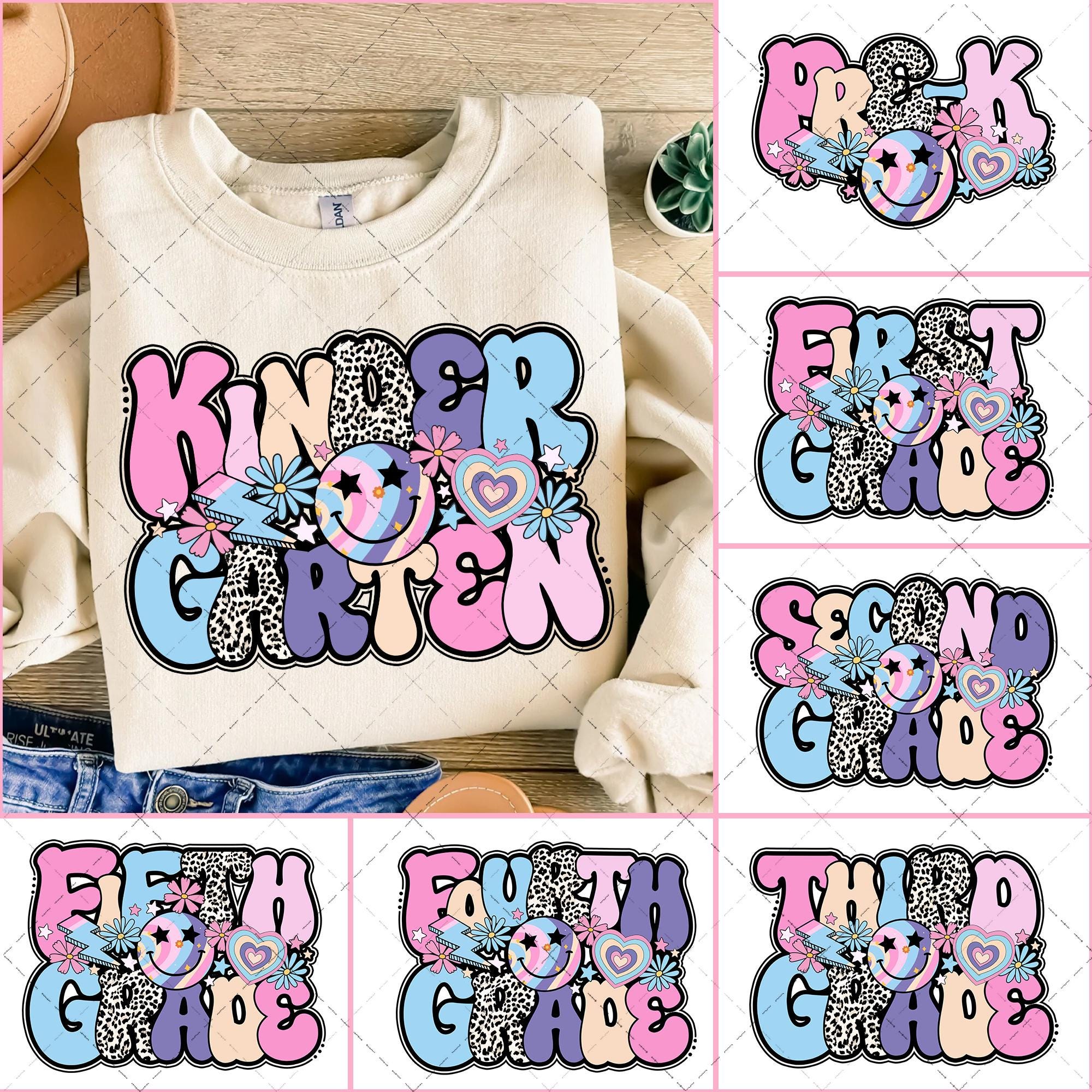 Retro Back to School Bundle, Kindergarten, First Day Of School, School Png, Retro PNG, First/Second/Third Grade Design, School Bundle Png