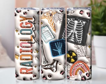 3D Radiologic Technologist Inflated 20 oz Skinny Tumbler Sublimation Medical Field Wrap Design For Straight Tumbler, PNG Digital Download
