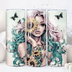 Badass bitch witchy celestial 20oz tumbler wrap, Sublimation design templates, straight png Digital download. skull tumbler Positive Designs