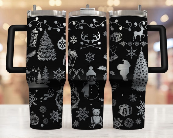 Christmas 40oz Tumbler Laser File, Christmas Elements 40oz Tumbler Laser Engraving Wrap, 40oz Laser Engraved Svg, Laser Engraving Design