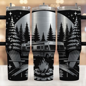 Camping Tumbler Wrap Laser Svg, 40oz Laser Engraved Tumbler Wrap, Camping Laser Engraving Svg, Outdoor 40 oz Tumbler Laser File Svg Design