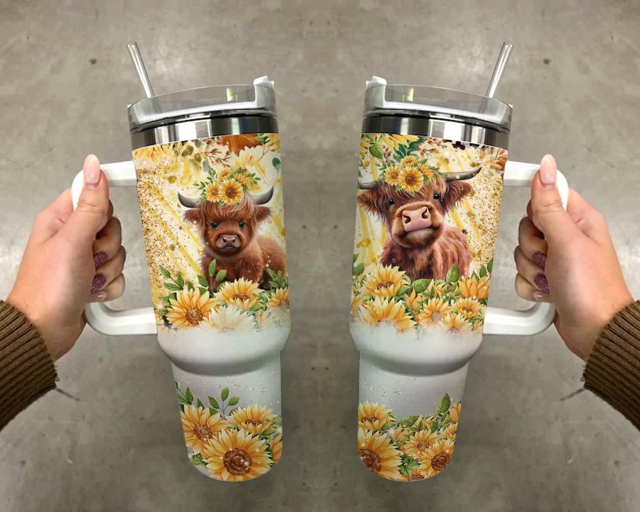 Highland Cow 40oz Tumbler Wrap - PNG Tumbler Design Sublimation Designs ...
