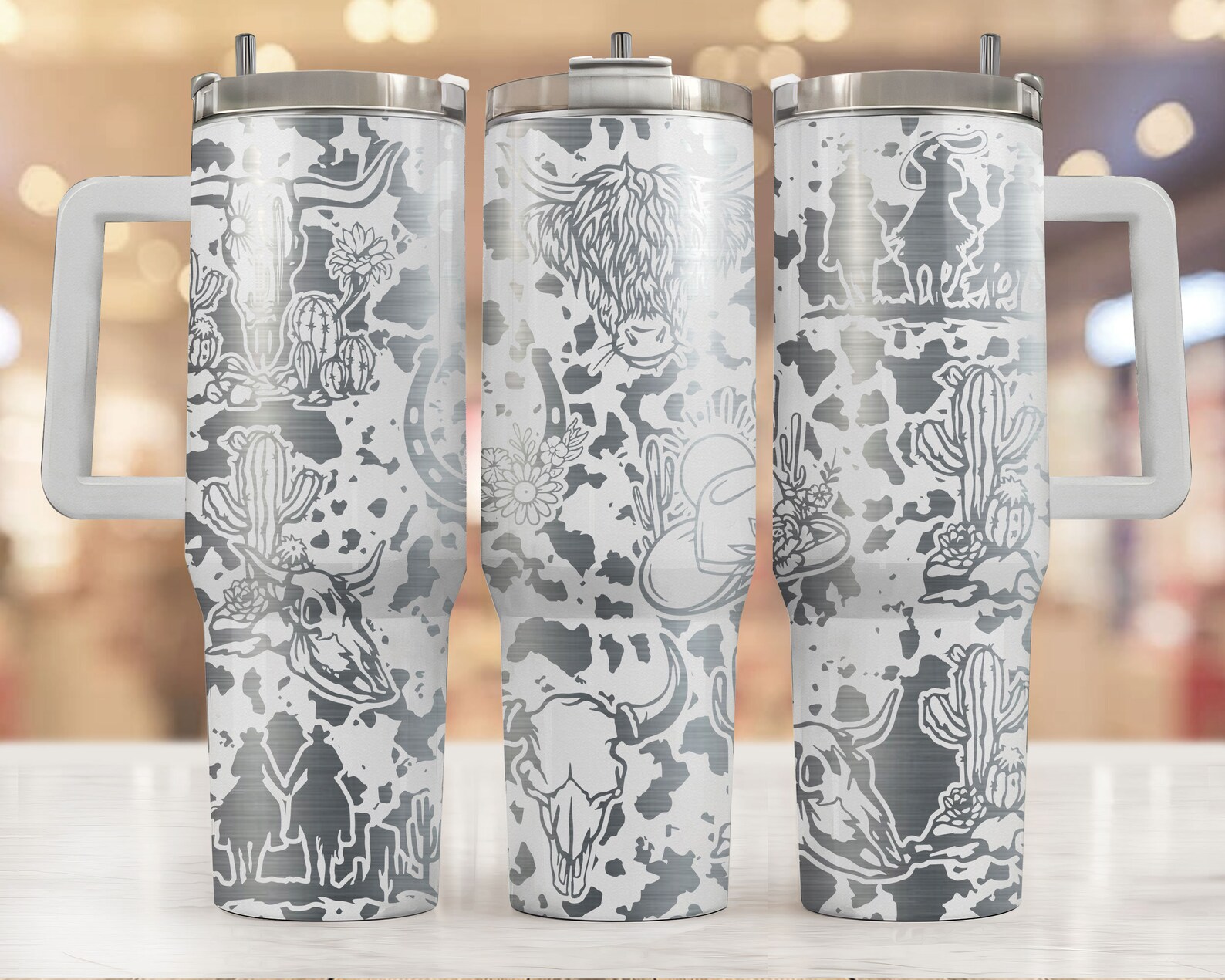 Highland Cow Western Laser Engraved Full Wrap Design for 40oz Tumbler ...
