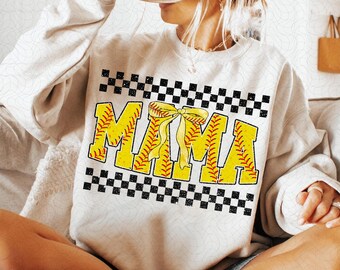 Retro Checkered Softball Mama Png, Softball Coquette Bow PNG, Softball Bow Png, Glitter Softball Mom, Game Day Sublimation, Sports Png