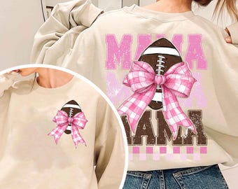 Football Mama Bow png, herfstcoquette boog png, herfst voetbalshirt png, voetbal sport png, voetbal moeder png, game dag sublimatieontwerp