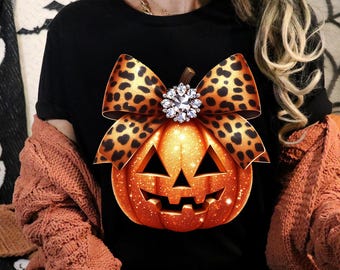 Leopard Coquette Bow Pumpkin Png, Sparkly Pumpkin Png, Fall Shirt Design, Fall Sublimation, Pumpkin Patch Png, Thanksgiving Png, Fall Png