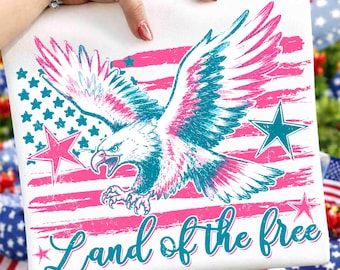 4th of July Eagle Png, Land of the Free Patriotic America Shirt Design, Retro 1776 Sublimation, Vintage Distressed USA Digital Download