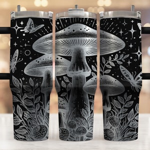 Mushroom Laser Engraved full Wrap Design For 40oz Tumbler, Mushroom SVG Laser File, plant Tumbler Wrap For Laser Rotary Machine, Seamless
