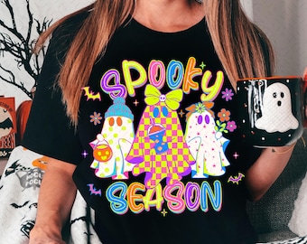 Fantôme d'Halloween néon png, saison effrayante png, preppy Halloween tendance png, coquette fantôme boo mignon png, png pour enfants d'Halloween, ambiance d'Halloween