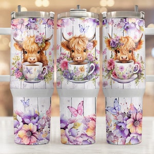 Baby highland cow in a tub 40oz wrap, Sublimation design templates, 40oz png Digital download. Clip art download, 40oz tumbler with handle