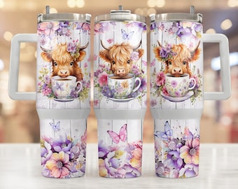 Baby highland cow in a tub 40oz wrap, Sublimation design templates, 40oz png Digital download. Clip art download, 40oz tumbler with handle