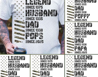 Personalisierte Datum Legende Ehemann Papa Opa Png Bundle, Distressed, Amerikanische Flagge Png, Vatertag Png, Papa Png, Papa Leben, Vaterschaft