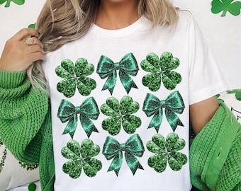 Konstpaljetter St. Patrick's Day png, Grön St. Patrick's Day PNG, Glittrande Klöver PNG Fyrklöver, St. Patrick's Rosett, Shamrock-skjortdesign