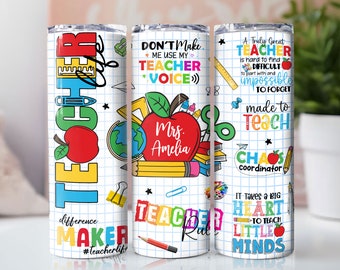 Teacher Tumbler Wrap Seamless Sublimation Teacher Appreciation Design PNG, 20 oz Skinny Tumbler Wrap Teacher Life Tumbler PNG Download