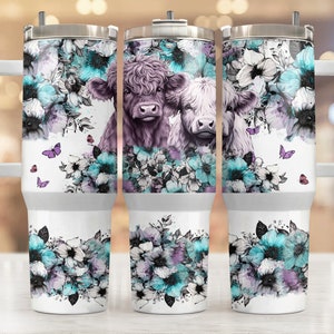 Baby highland cow 40oz Quencher wrap, Sublimation design templates, 40oz png Digital download, Clip art download, 40oz tumbler with handle