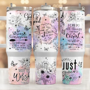 Christian Faith 40oz Tumbler Sublimation Design Wrap - 40oz Quencher Tumbler PNG File Template Instant Digital Download - Jesus God