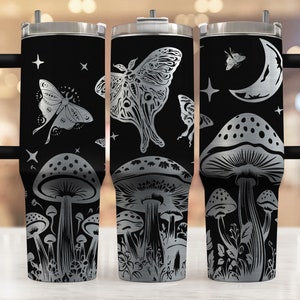 Moonlight Moths 40oz Engraved Tumbler SVG, Laser Engraved, Digital Download, Tumbler Wrap For Laser Rotary, Seamless Pattern 40oz Tumbler