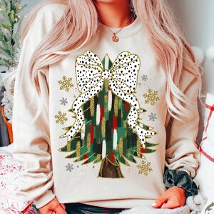 Glitter Colorful Christmas Tree Png, Christmas Bow Png, Tree Farm Fresh Png Design,Sparkle Christmas Tree Png,Christmas Sublimation Download