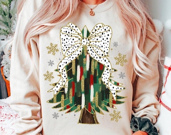 Glitter Colorful Christmas Tree Png, Christmas Bow Png, Tree Farm Fresh Png Design,Sparkle Christmas Tree Png,Christmas Sublimation Download