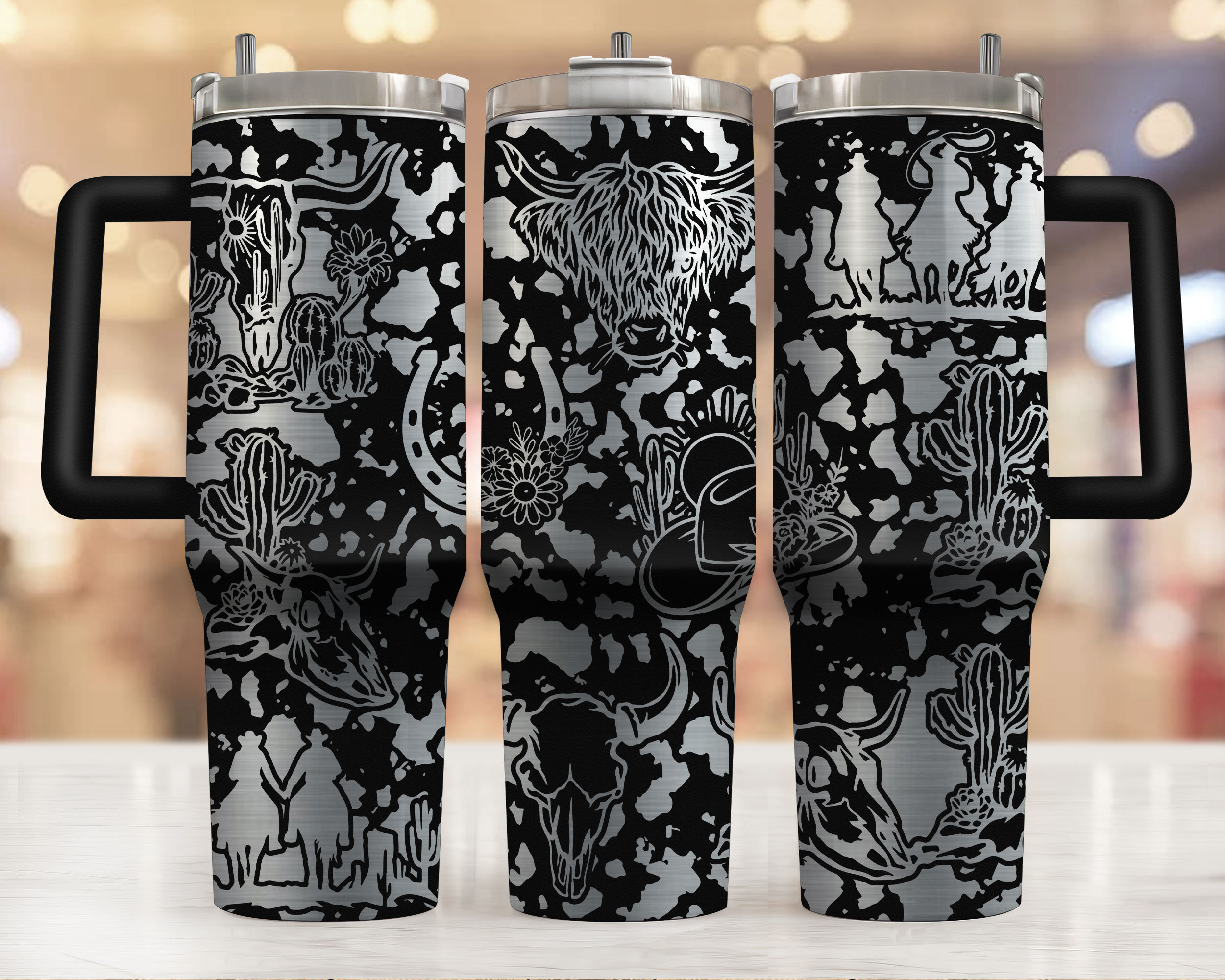 Highland Cow Western Laser Engraved Full Wrap Design for 40oz Tumbler ...
