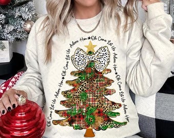 Coquette Glitter Christmas Tree Png, Oh Come Let Us Adore Him Png, Christmas girls png, Merry Christmas Bow Tree Png, Brushstroke tree png