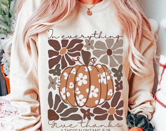 In everything give thanks png, boho coquette pumpkin png, boho pumpkin png, Jesus png, thankful png, Jesus thanksgiving png, 1 Thessalonians
