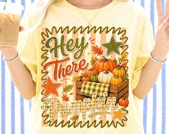 Hey There Pumpkin Striped Fall Png, Fall Pumpkin Patch Shirt Design, Autumn Wagon Pumpkin Png, Trendy Retro Thanksgiving