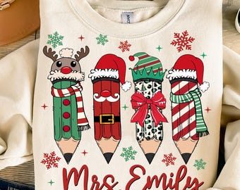 Teacher Pencil Christmas Coquette Png, Custom Christmas Teacher Png, Hot Cocoa Xmas Tree Cake, Merry Teacher Png, Xmas Gift For Teacher