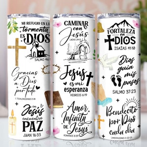 SPANISH Christian bible verse 20 oz skinny tumbler png, tumbler wrap png, 20 oz tumbler designs, Christian png, tumbler png download