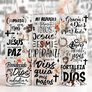 Spanish Christian Bible Verse 20 Oz Skinny Tumbler Png, Tumbler Wrap Png, 20 Oz Tumbler Designs, Christian Png, Tumbler Png Download