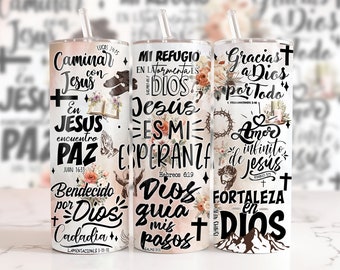 Spanish Christian Bible Verse 20 Oz Skinny Tumbler Png, Tumbler Wrap Png, 20 Oz Tumbler Designs, Christian Png, Tumbler Png Download
