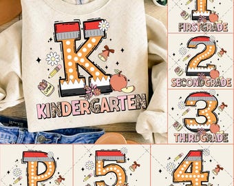 Retro Back to School Png Bundle, Team Grade Png, Retro Teacher png, Bright Dalmatian Dots, Dream Team, Kindergarten 1st/2nd/3rd Grade