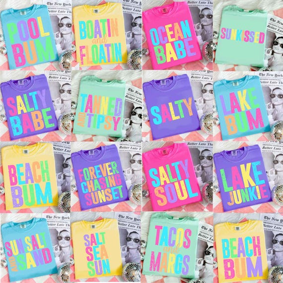 Sunshine Png, Beach Life Bundle PNG, Colorful Summer PNG, Neon Trendy Summer Shirt Design, Distressed Beach PNG, Lake Pool River Png