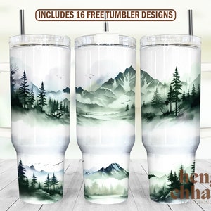 Mountains and lake, 40oz Quencher Tumbler Wrap, outdoor 40oz Sublimation Design, Seamless 40oz Tumbler Wrap, Sublimation Downloads PNG